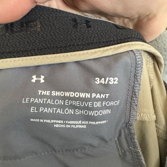 S Under Armour Pants Mens 34x32 Beige Golf Flat Front Casual Performance - Picture 9 of 12